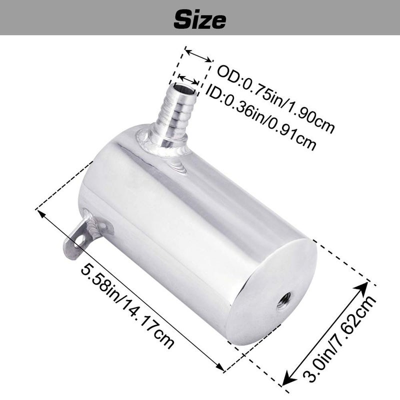 SPELAB Oil Catch Can Breather Tank Reservoir 0.5L Polished Aluminum with 19mm 3/4â€ Barb Inlet Outlet Silver - Image 2